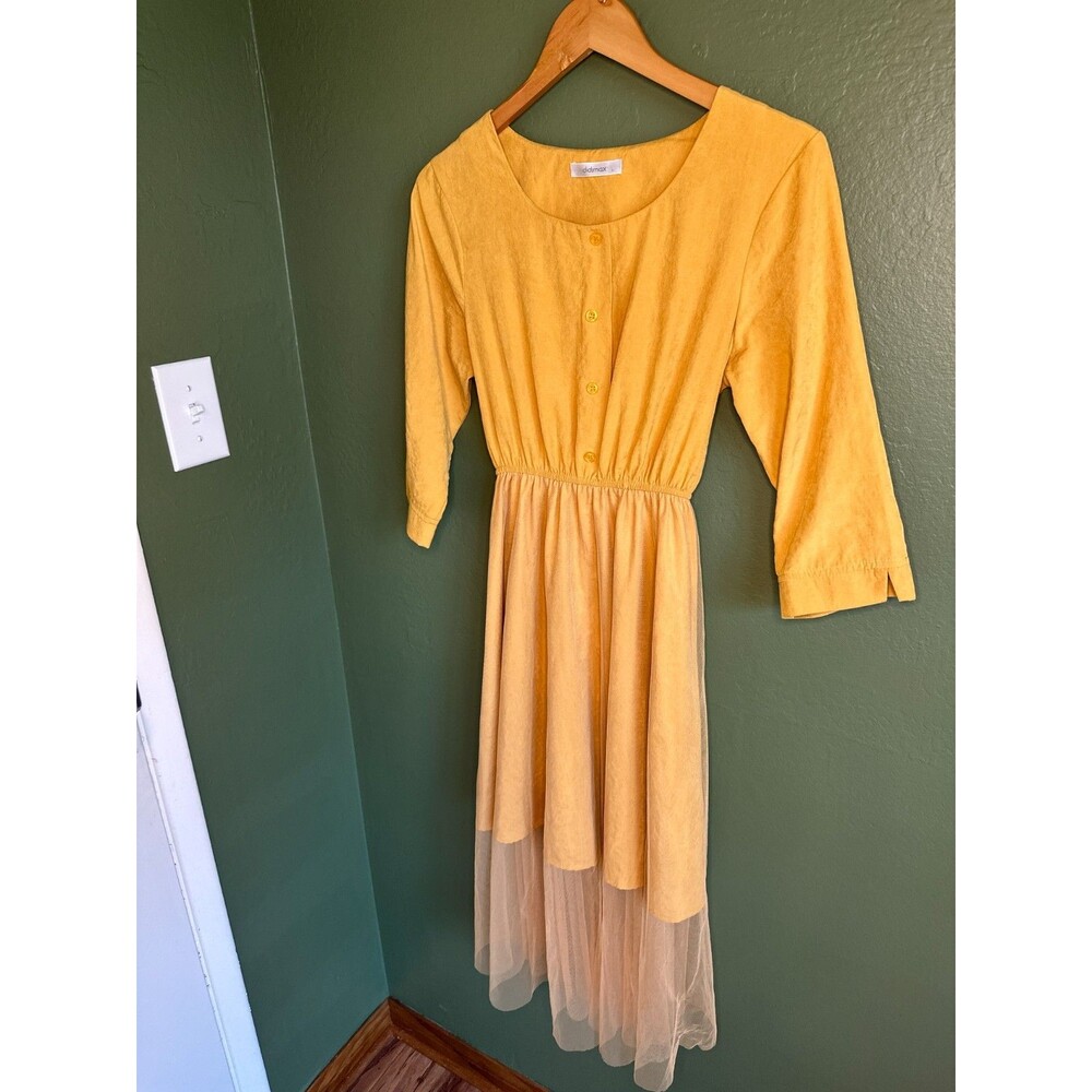 The perfect fall dress! women's L amber midi dress with sheer tulle overlay